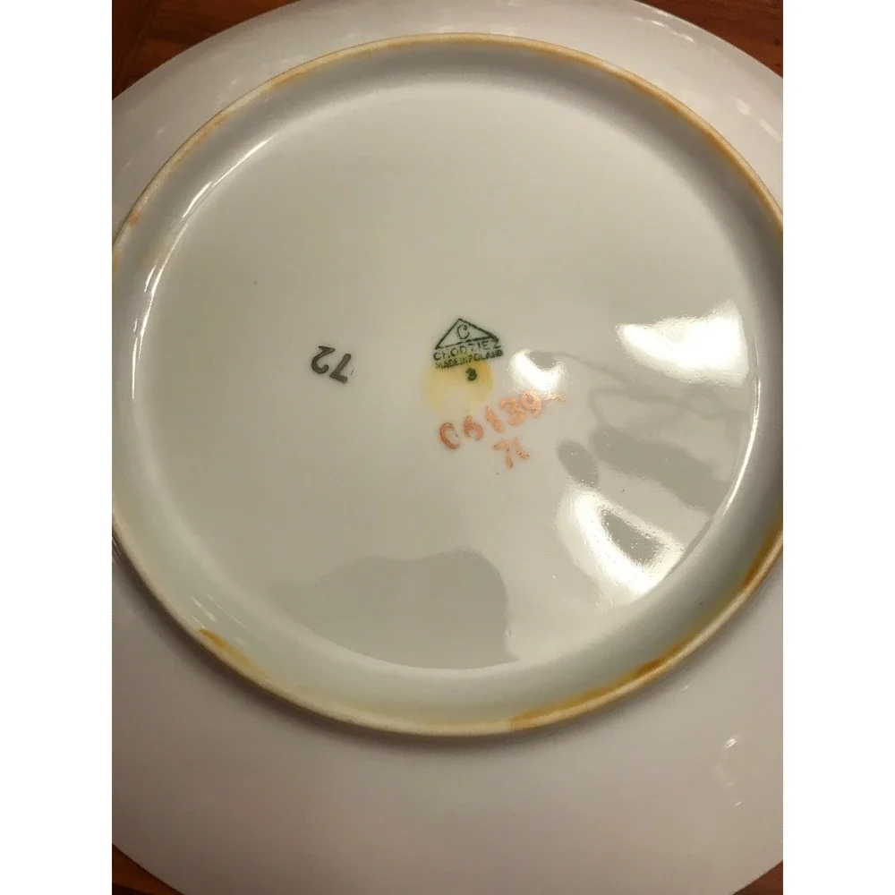 chodziez‎ white porcelain 8 inch blue leaves plate poland